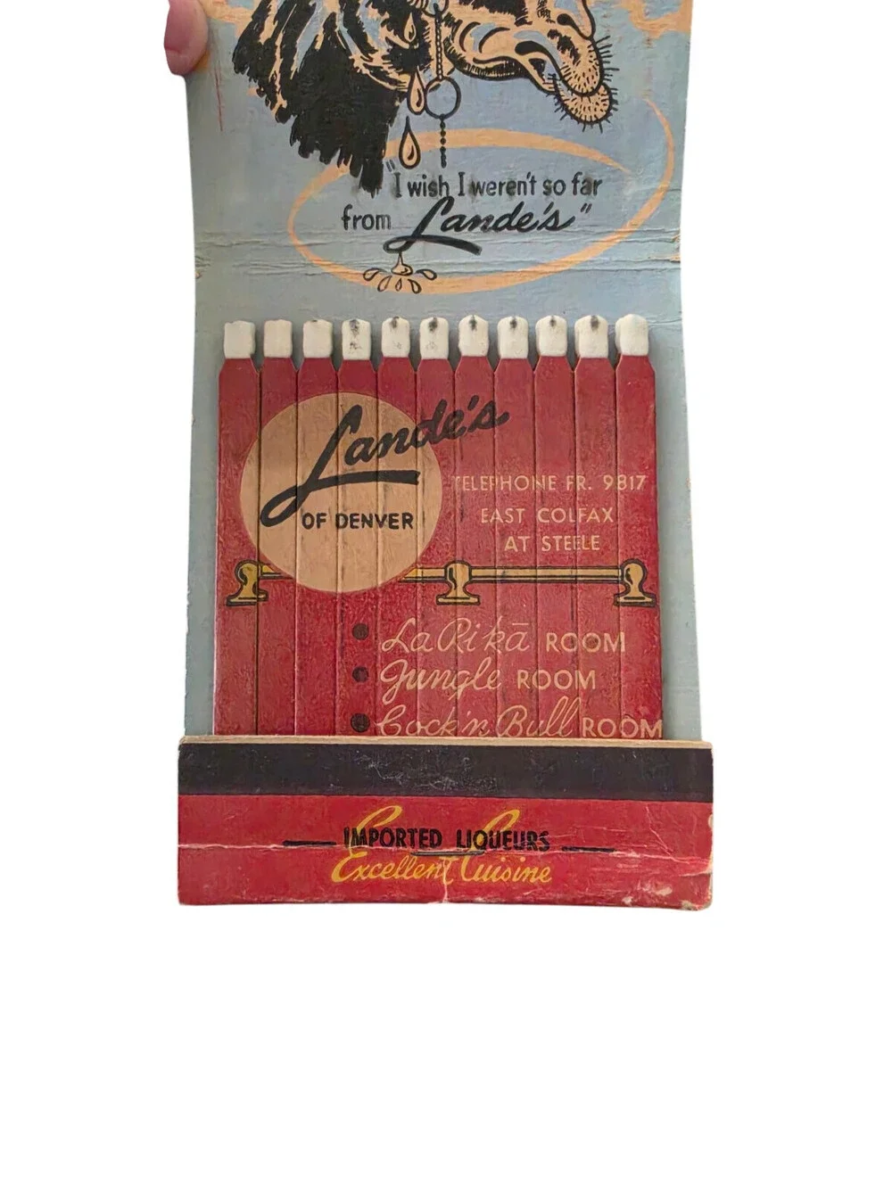 Vintage oversized matchbook from Lande's Restaurant and Lounge Denver CO